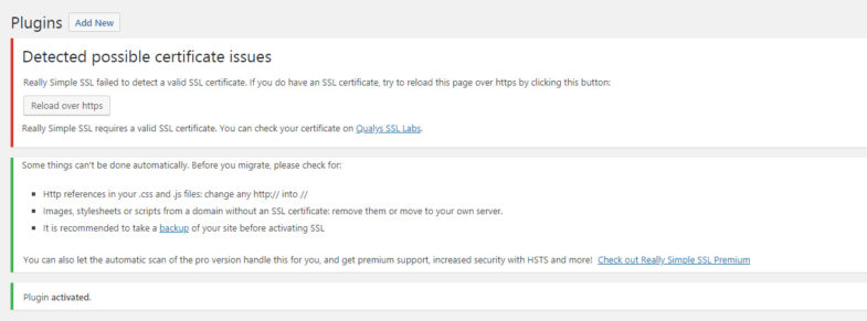 detected possible certificate issues ssl